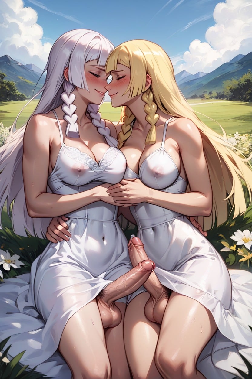 Large Nipples, Multiple Shemales, Painterly Shemale AI Porn