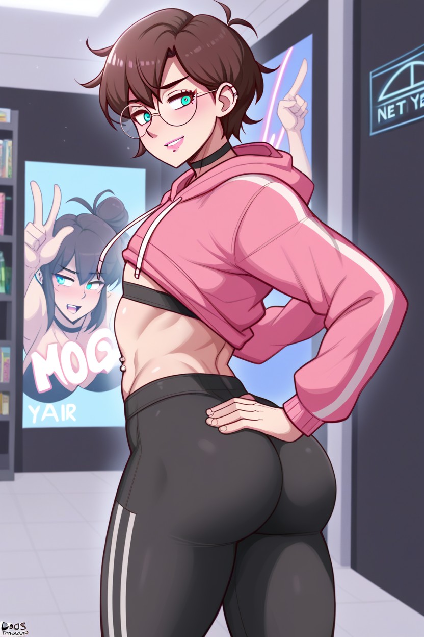 Arched Back, Voluptuous Figure, Pink Hoodie AI Gay Porn
