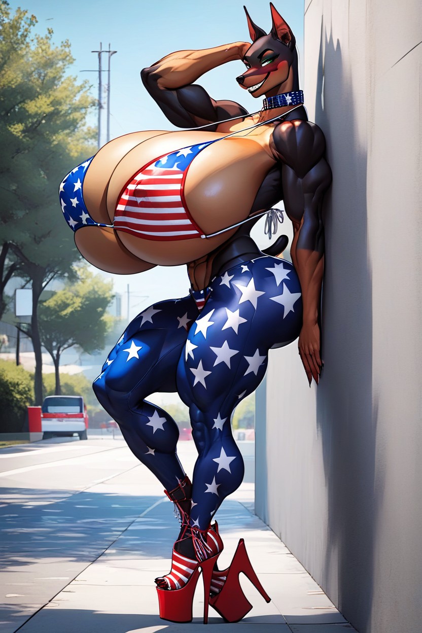 Side View, Wasp Waist, Underboob Furry AI Porn