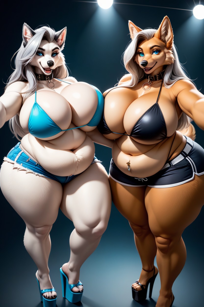 Snatched Waist, Tight Piece Bikini, Perfect Ass Furry AI Porn