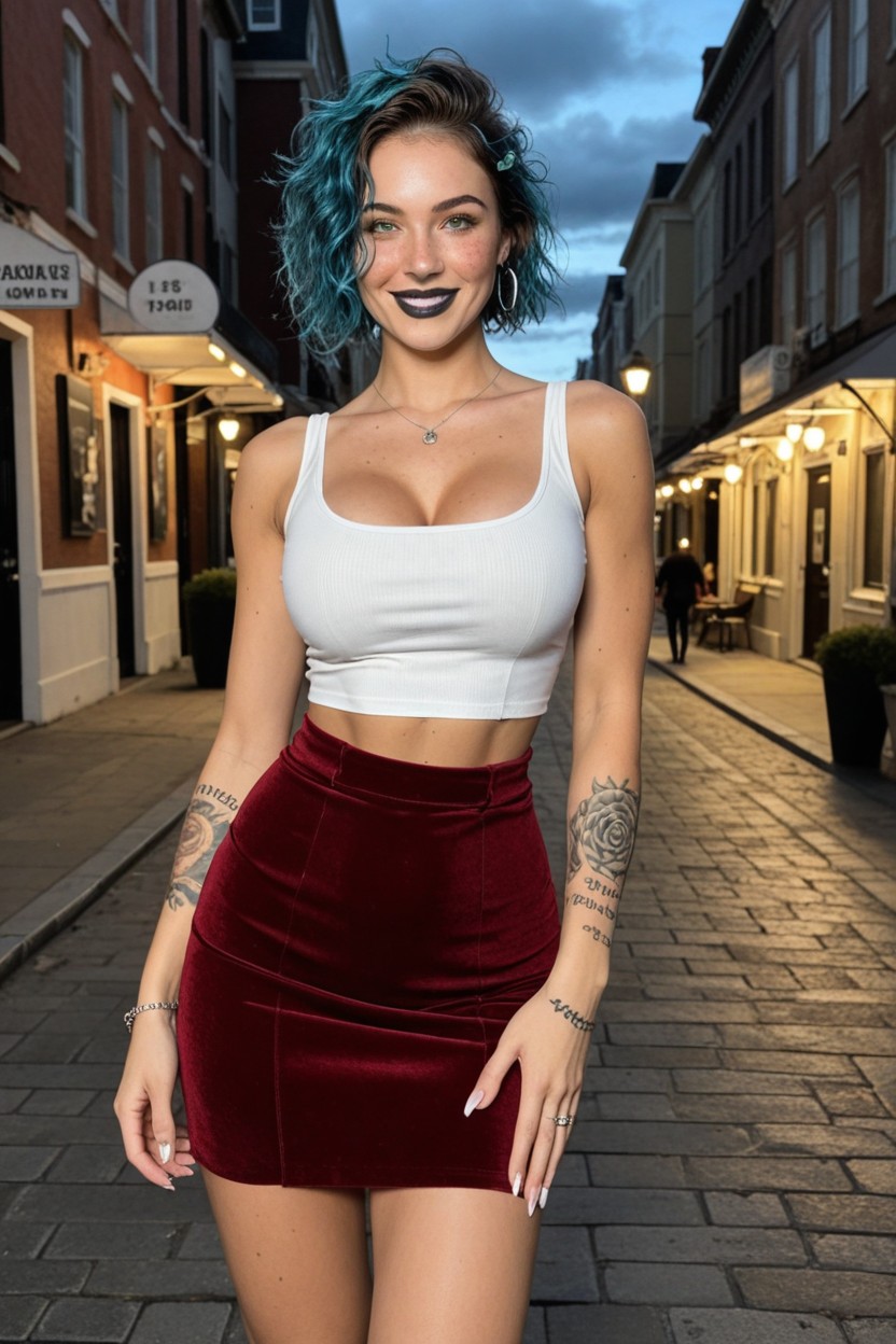 Exposed Navel, Hyper Extreme Cum On Face, In Public AI Porn