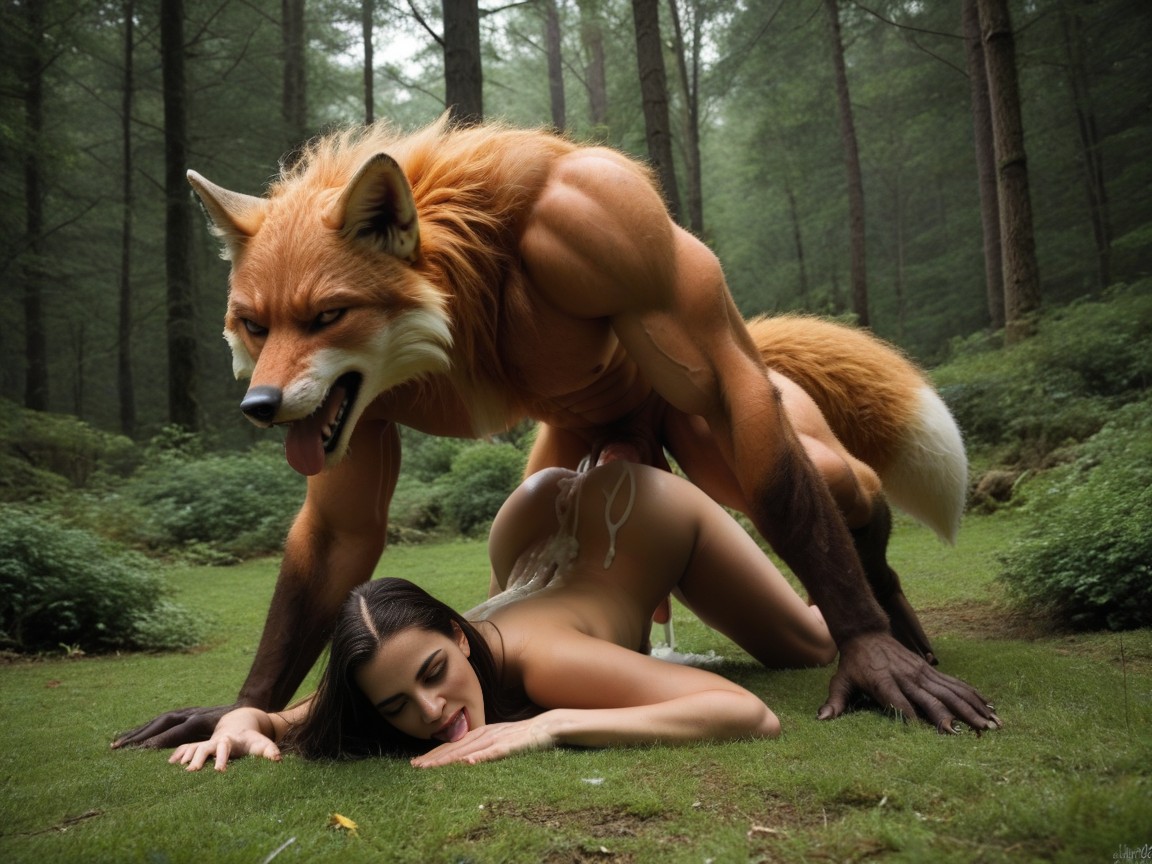 Werefox Knotted Cock, Muscular Werefox, Woman Ass Up AI Porn