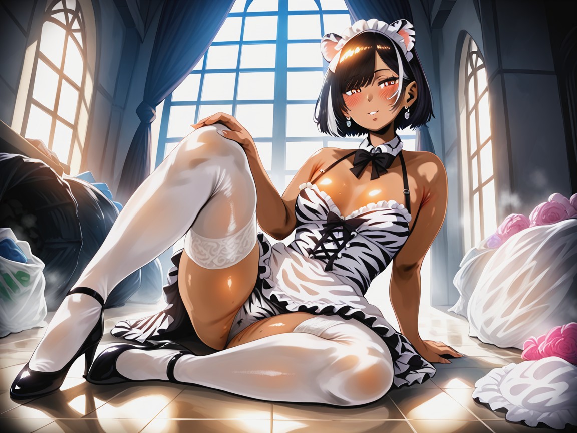 18+, Vibrant Saturated Colors, Black Tight Dress Porno IA Latina