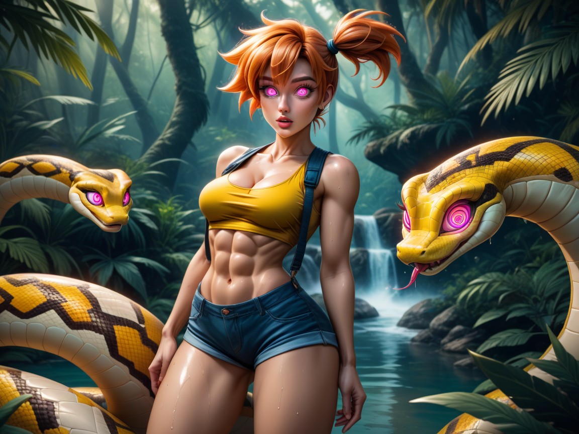 Hypnotic Snake Staring Into Her Eyes, Sixpack Abs, Abs Hentai AI Porn