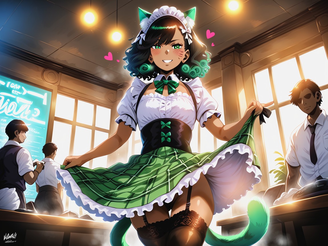 Hips Proportionate To Chest, Energetic Face, Cat Ears Latina AI Porn