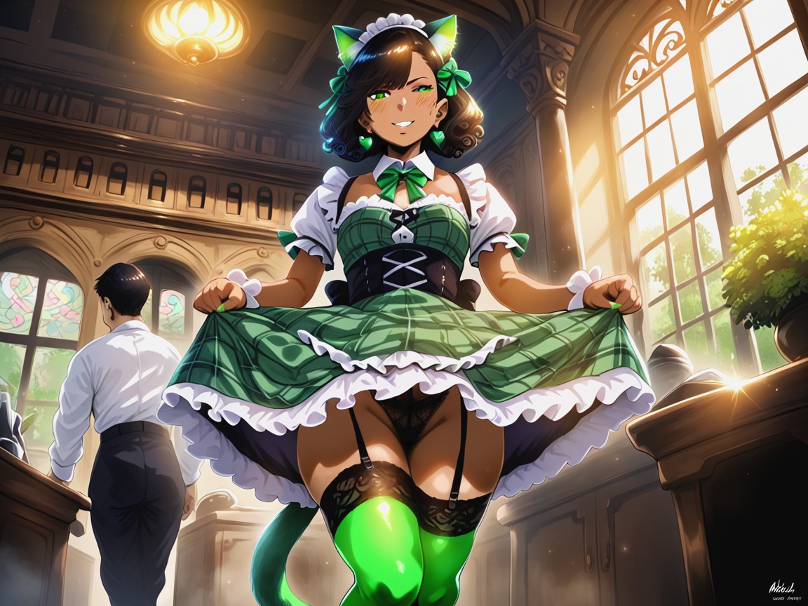 Cat Ears, Curly, Corset Latina AI Porn
