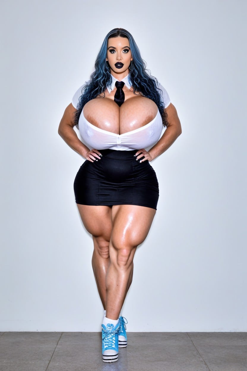 Extremely Long Legs, Skirt, Giant Steroid Legs AI Porn