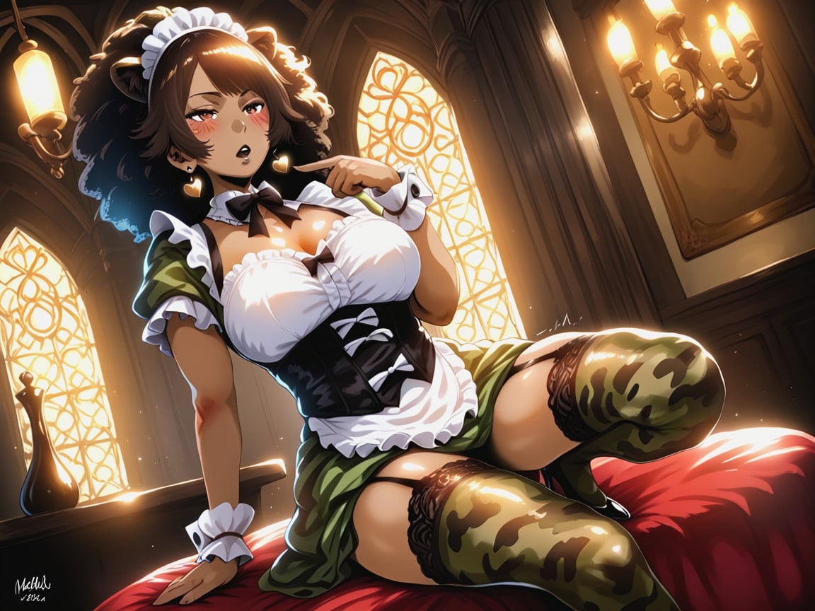 Long Shoulder Width, Cat Ears, Long Breast Width Latina AI Porn
