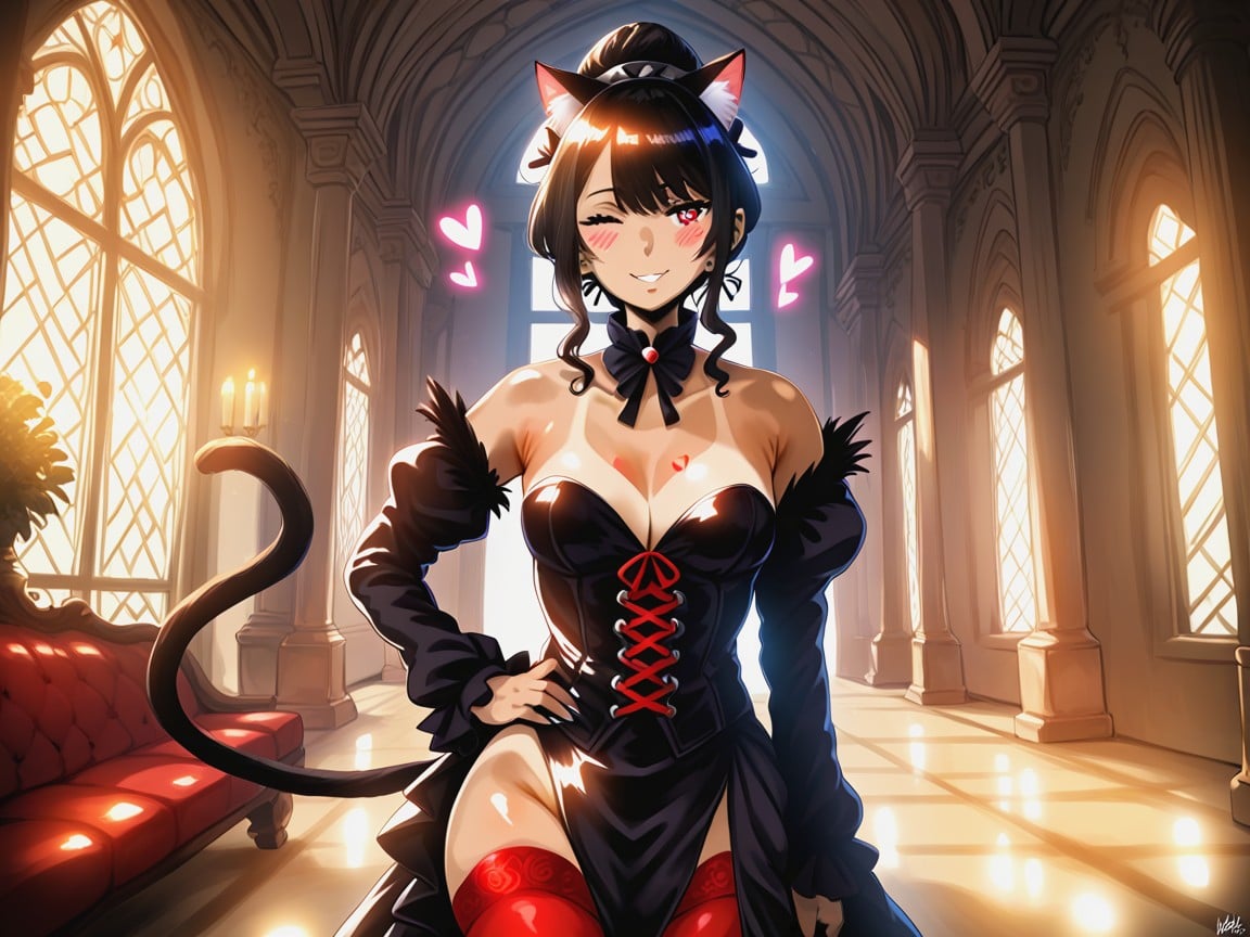 Long Breast Width, Vibrant Afterimage, 고양이 귀 라틴 AI 야짤