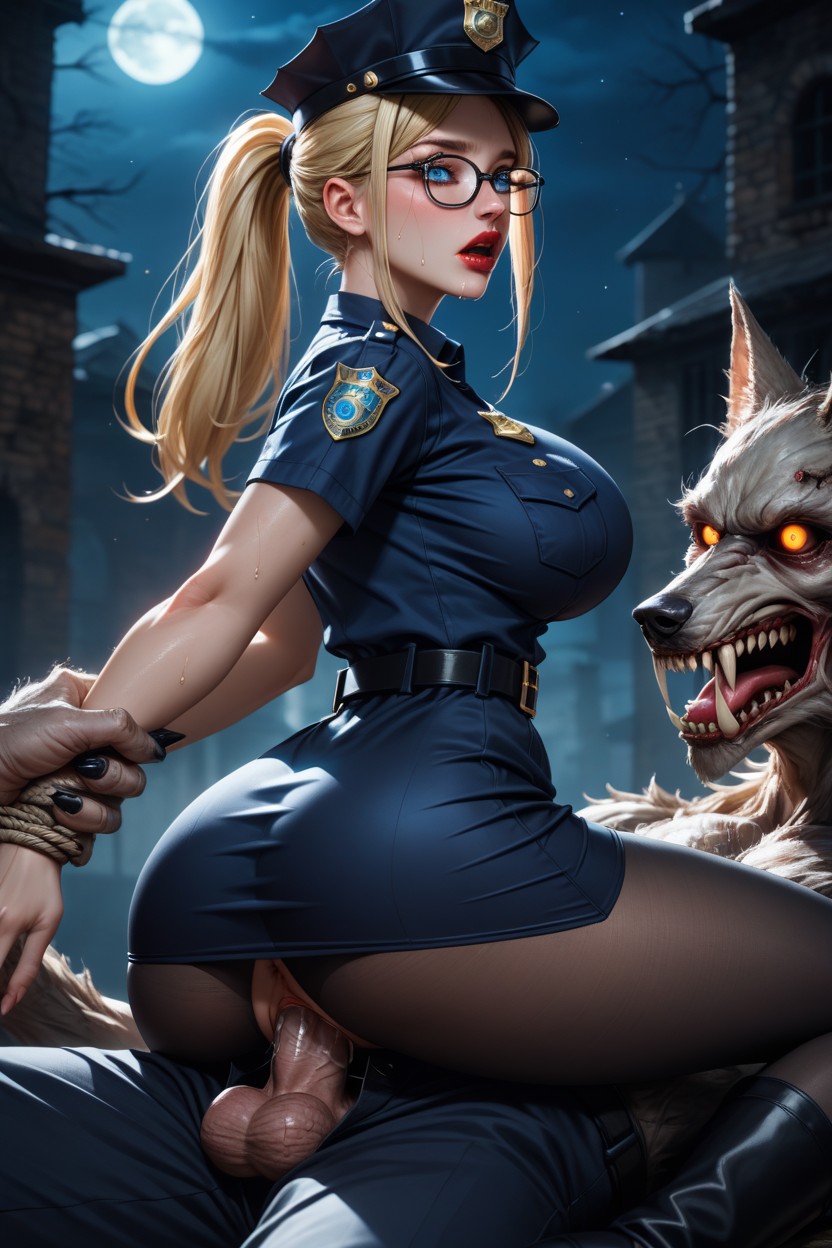 Extremely Long Eyelashes, Shocked, Black High Boots AI Porn