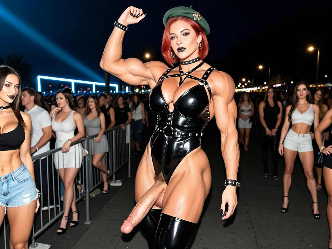 Walkway, Solo, Latex Harness Shemale AI Porn