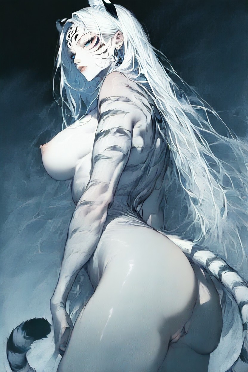 Big Breasts, White Hair, Naked Hentai AI Porn