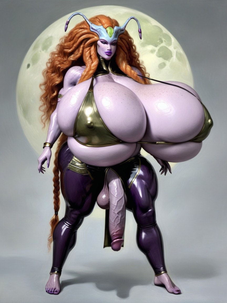 Alien Head, Fully Clothed, Bimbo Shemale AI Porn