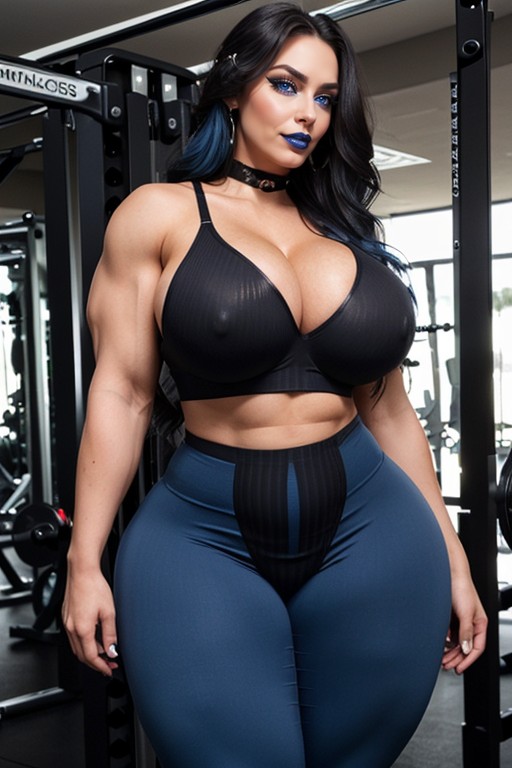 Extremely Large Thighs, Gym, Drinking Water AI Porn