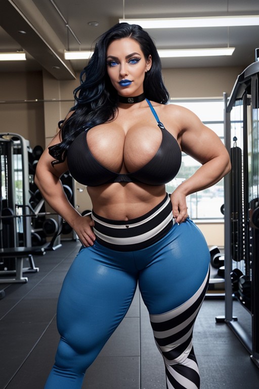 Black Mascara, Black Choker, Gigantic Steroid Quadriceps AI Porn