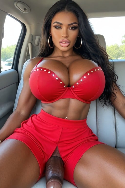 Gorgeous Face, Fit, Hyper Extreme Overflowing Cleavage Shemale AI Porn