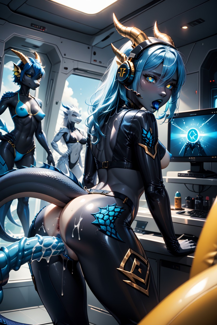 Black Clothing, Strap On, Dragon Wings Furry AI Porn