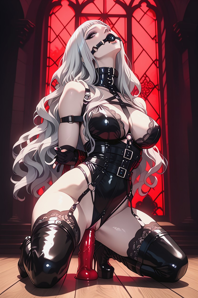 Dildo Ride, Platform High Heels Boots With Red Soles, Arched Back Hentai AI Porn