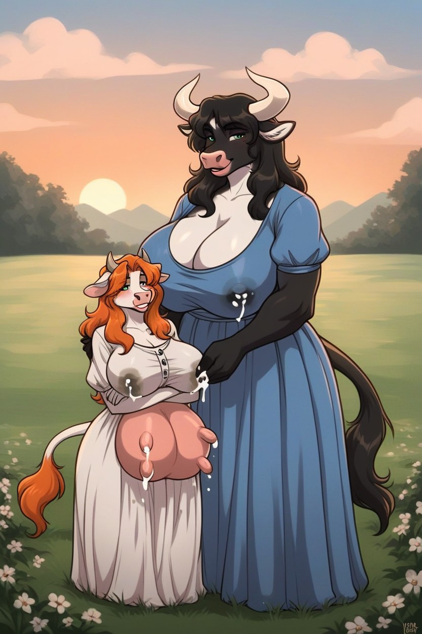 Udders, Field, Black Fur Furry AI Porn