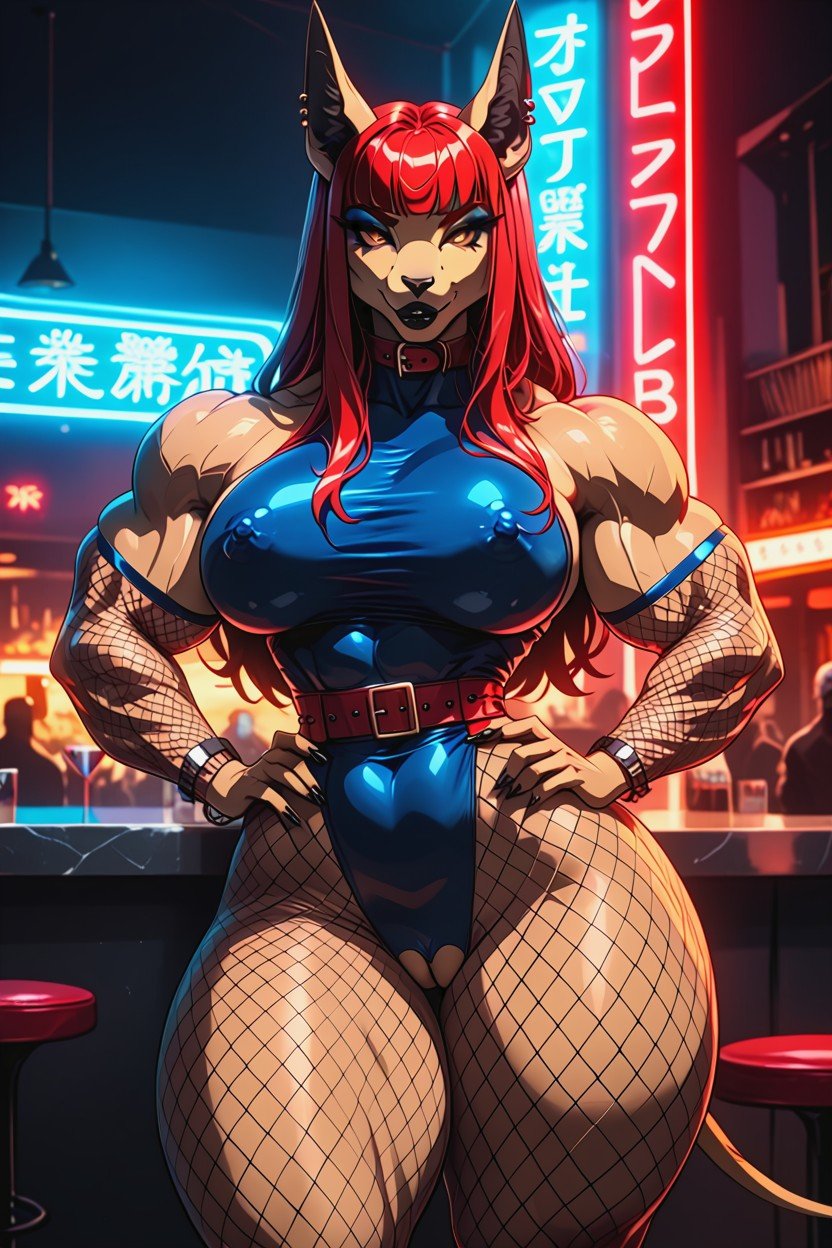 Hyper Muscle Growth, Innie Pussy, Perky Breasts Furry AI Porn