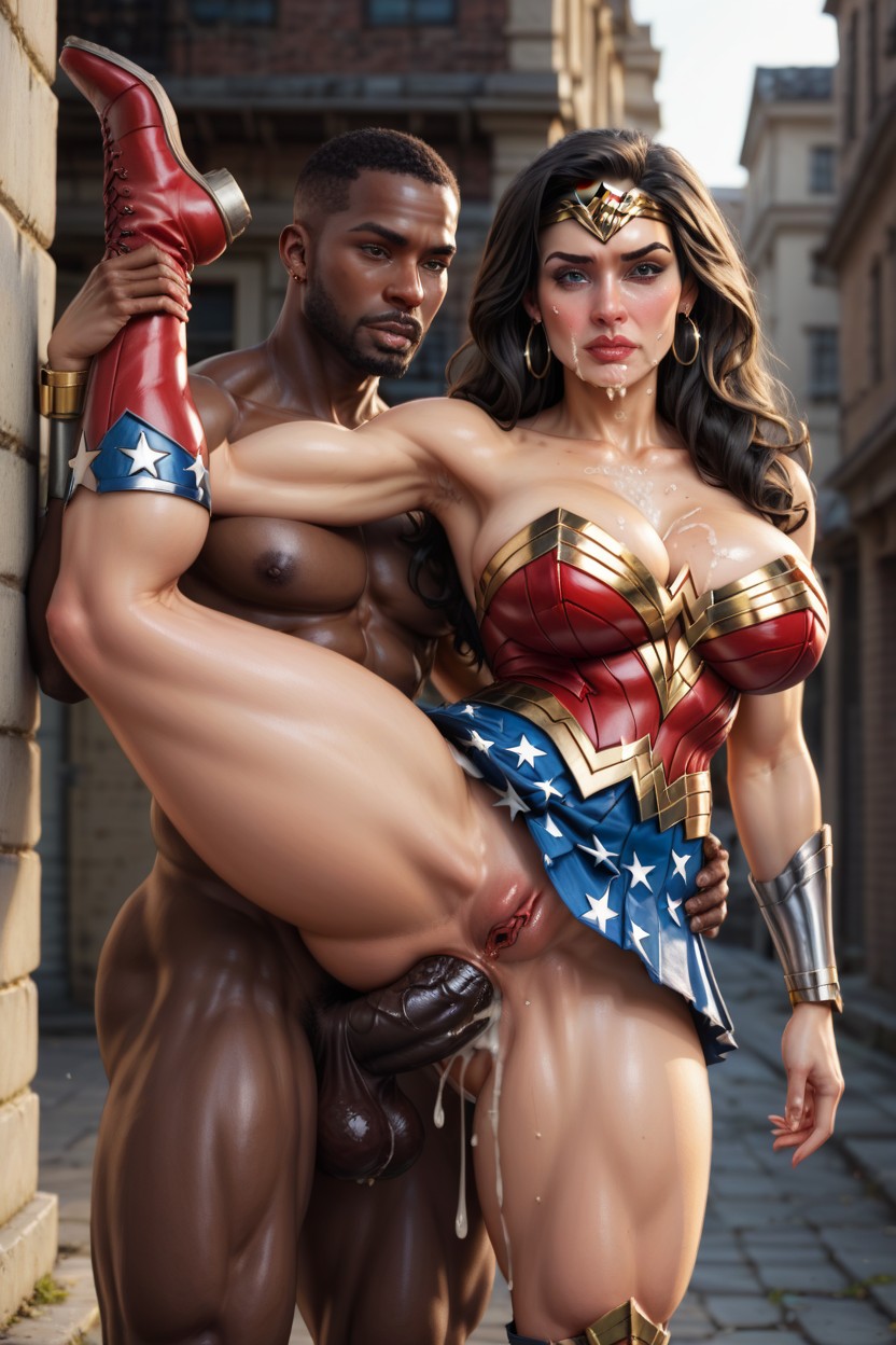 Cum On Tits, Wonder Woman Boots, Detailed Face MILF AI Porn