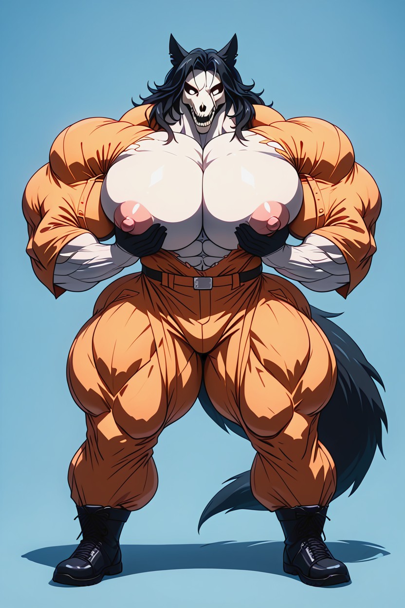 Non Stop Hyper Relief Growth, Standing, Orange Jumpsuit Furry AI Porn