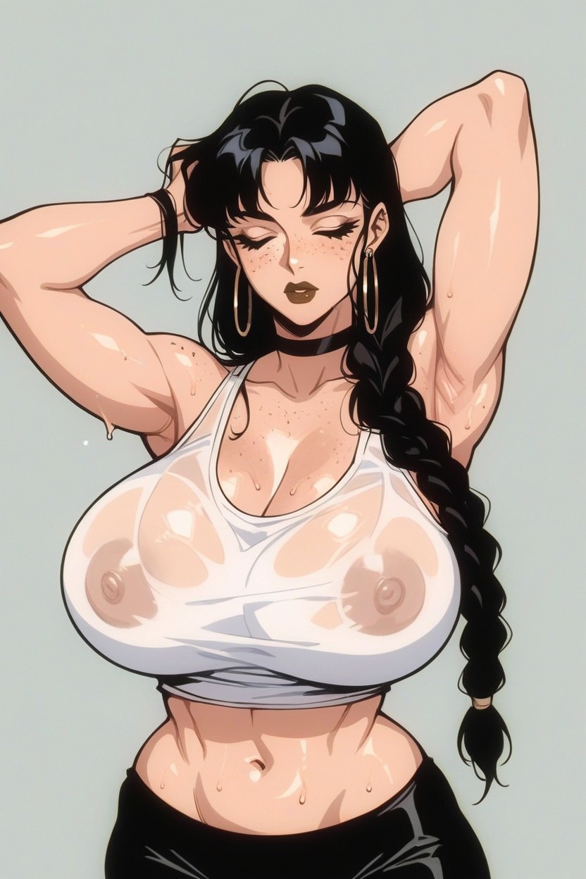 Black Hair, Sweaty, Fringe Hentai AI Porn