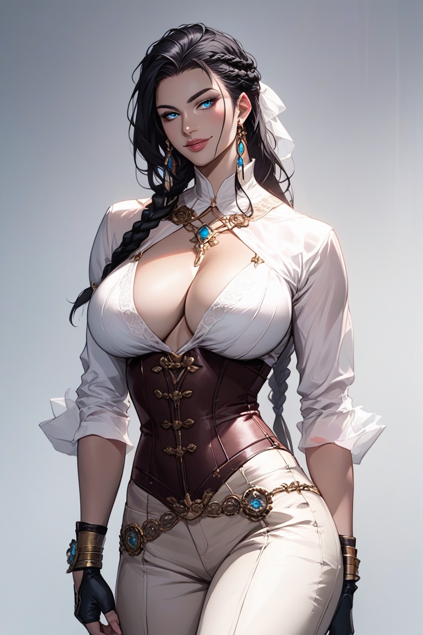 Long Sleeve Blouse, Black High Waisted Pants, 20+ Hentai AI Porn