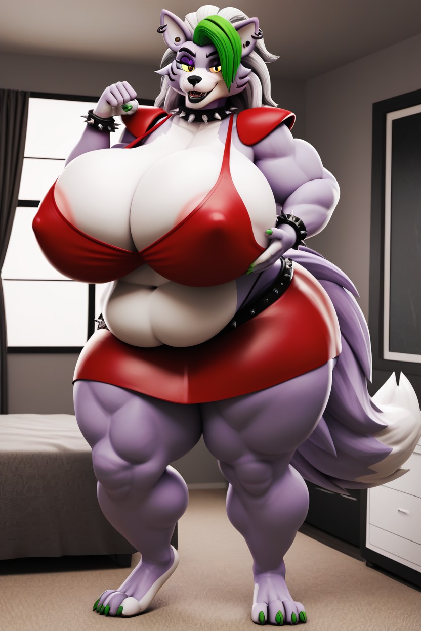 60+, Red Leather Skirt, Legs Furry AI Porn