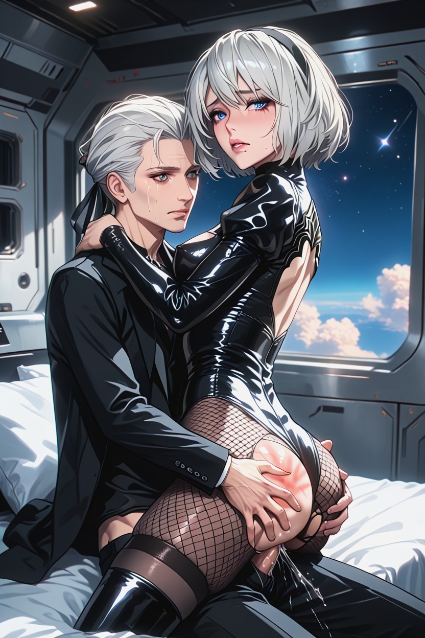 Best Detailed Hair, Perfect Figure, White Hair Hentai AI Porn
