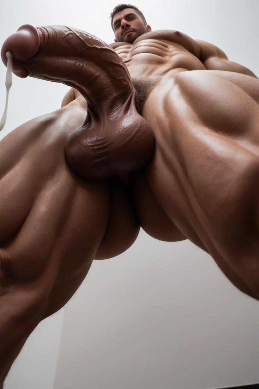 Thick Grith Dick, View On Close Up, V-shaped Male Torso AI Gay Porn