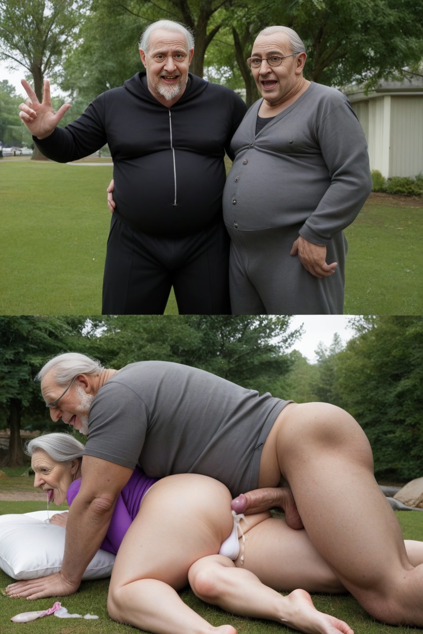 Old Fat Zombie Monster Squeeze His White Ass, Fat, Onesie Suit AI Gay Porn