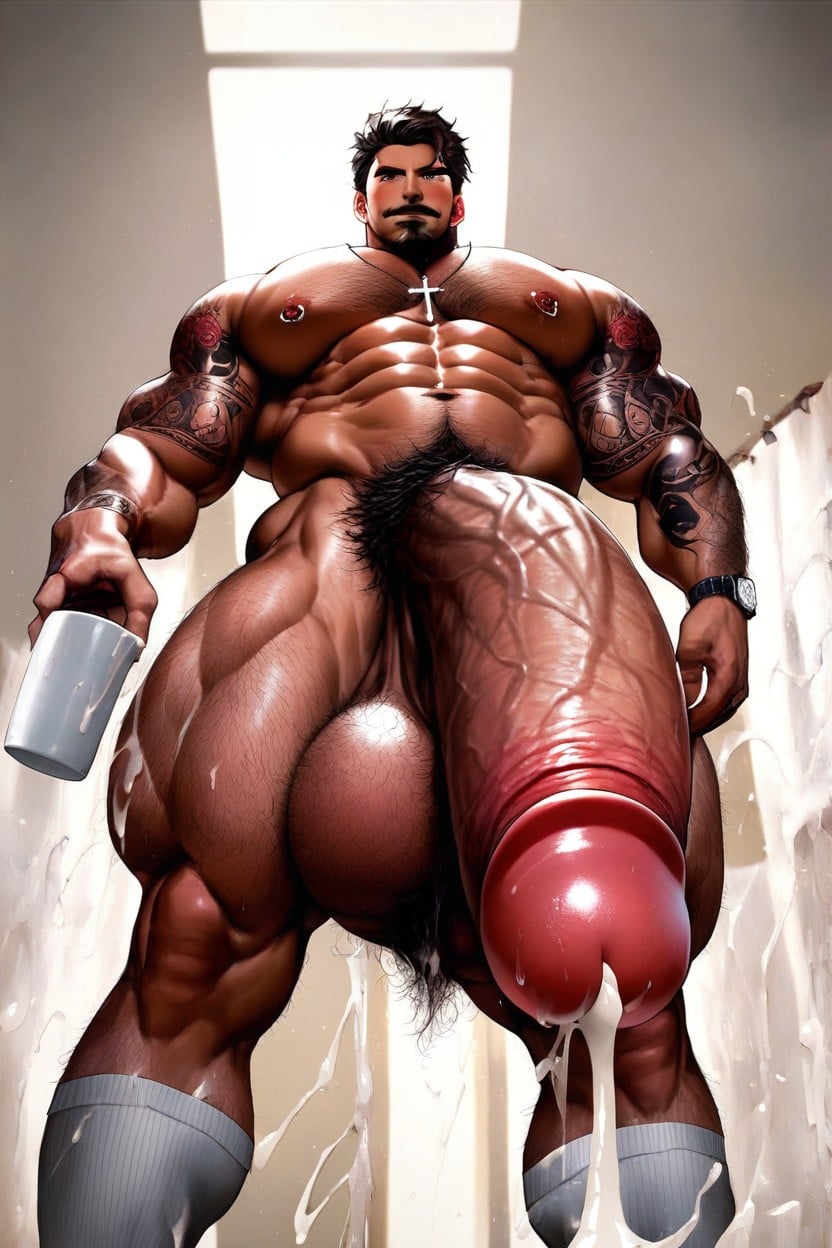 Cumming Everywhere, Daddy, Girthy Penis AI Gay Porn