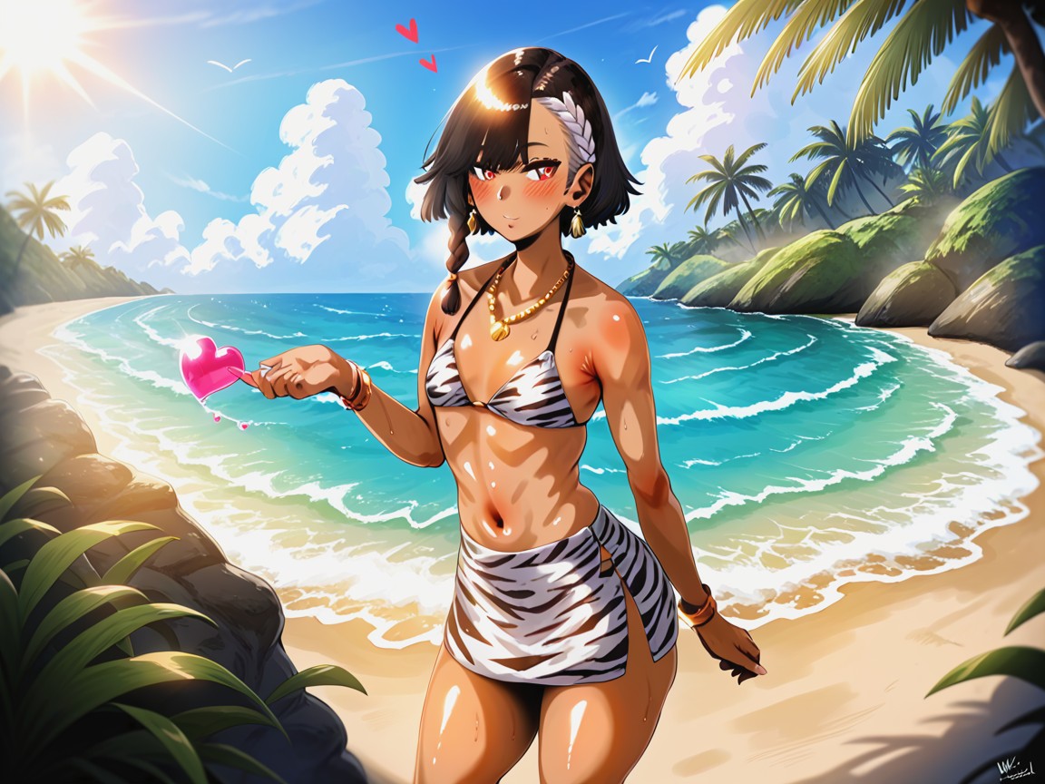 Black Hair With Silver Highlights, Love Hearts, Massive Ass Hentai AI Porn