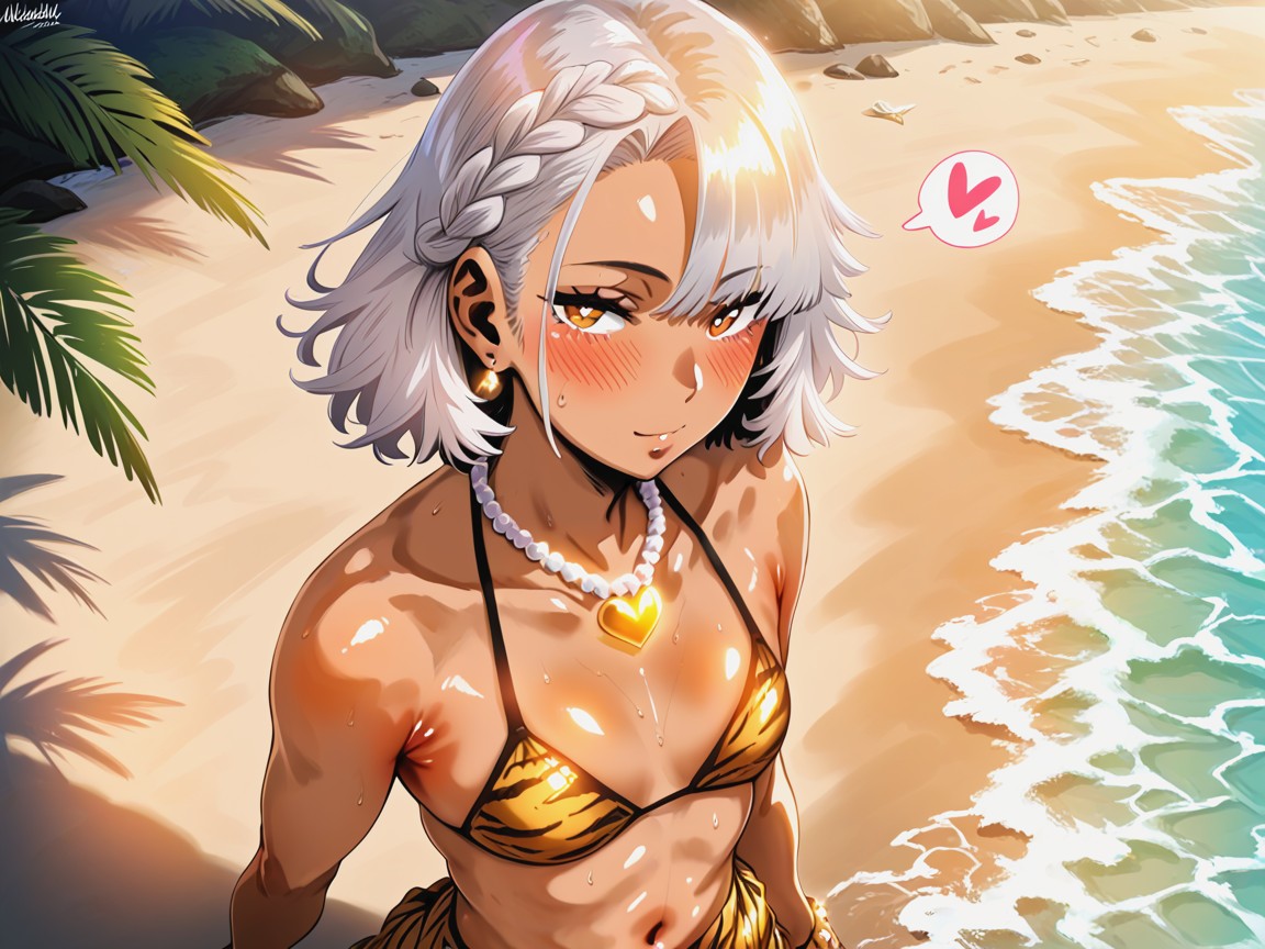 Modern Day Setting, White Hair, Jungle Fisher Hentai AI Porn