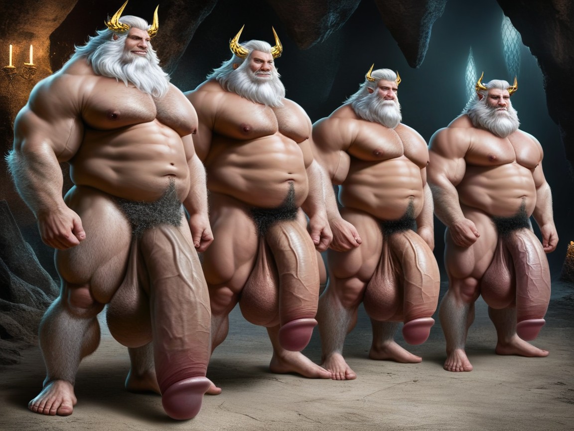 Burly Fat Muscular, Big Balls, 18+ AI Gay Porn