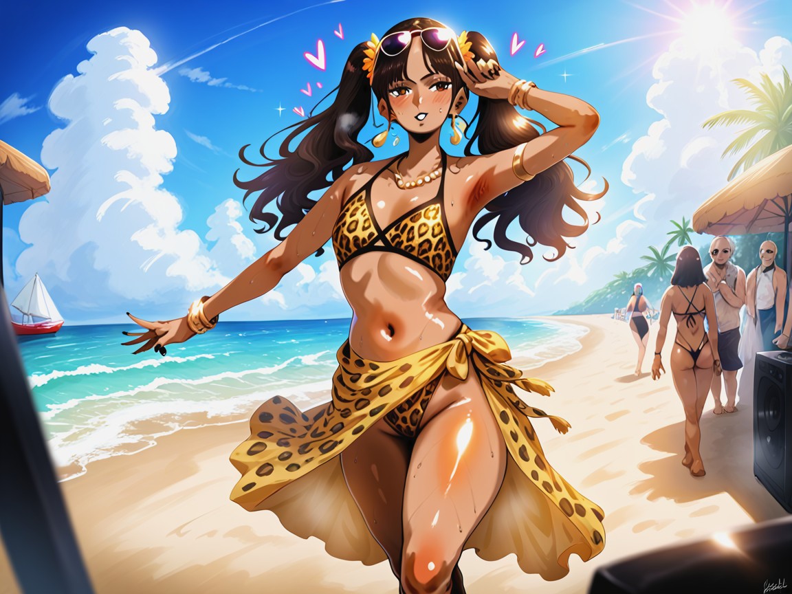 Brunette, Boat Background, Low Chest Width Hentai AI Porn