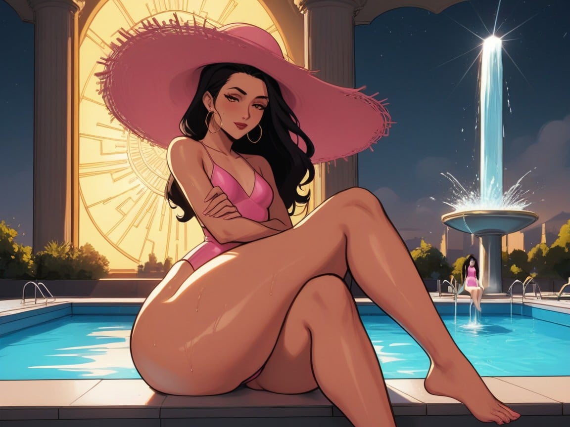 Thick Thighs, Low Breast Width Depth Length, Clothes Ultra Detailed Latina AI Porn