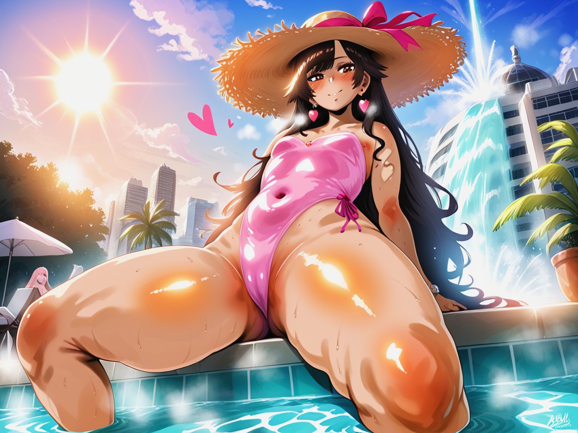 Latina, Stilettos Even At The Pool, 18+ Hentai AI Porn