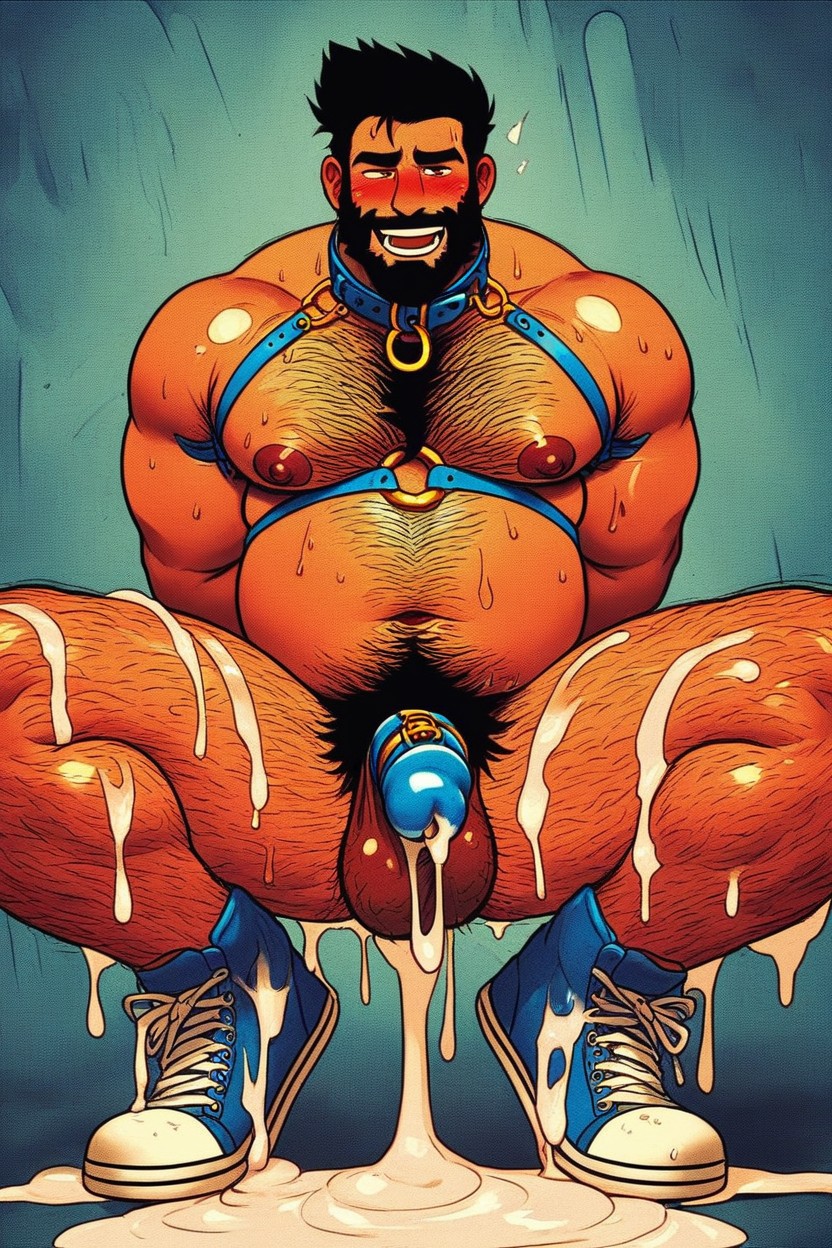 Tattoo, Man Bun, Chest Covered In Cum AI Gay Porn