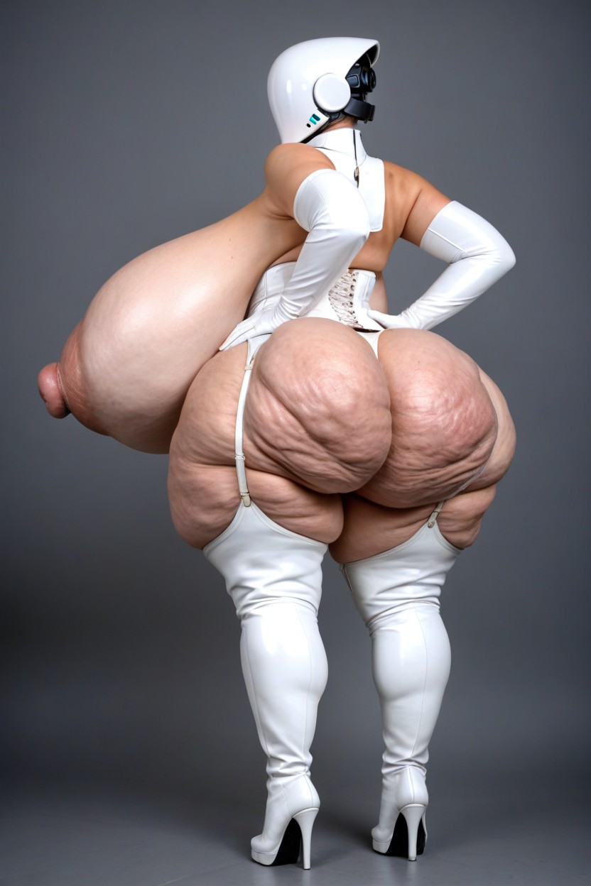 Gigantic Puffy Nipples, Albino White Skin, Dungeon AI Porn