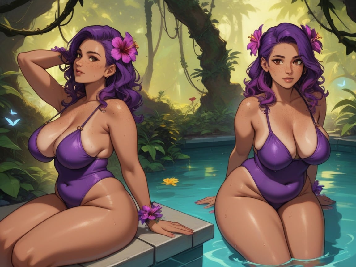 Sweaty, Grinning, Vibrant Saturated Colors Latina AI Porn