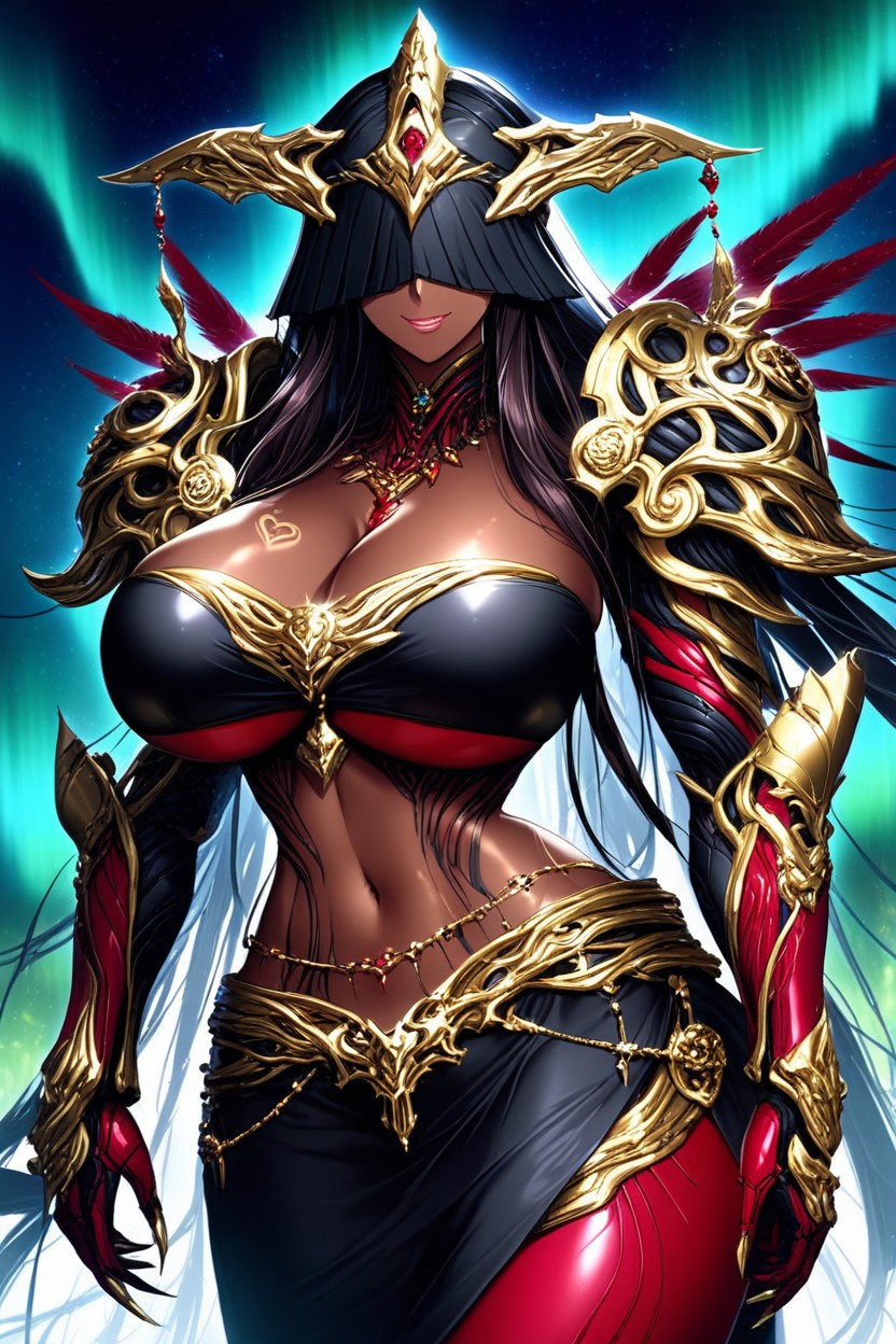 Hair Covering One Eye, Kos Mos, Hyper Breasts Hentai AI Porn