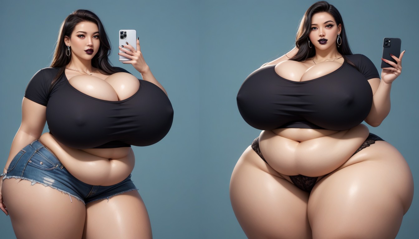 The Most Perfect Face, Selfie, She Gains Massive Amounts Of Weight On Purpose To Enlarge Her Mega Hyper Fat Sexy Body BBW AI Porn