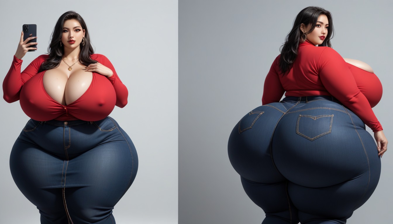 Thick Thighs, Gothic, She Is Making Her Self Much More Engorged Fatter On Purpose To Expand Her Curvaceous Fat Body Figure BBW AI Porn