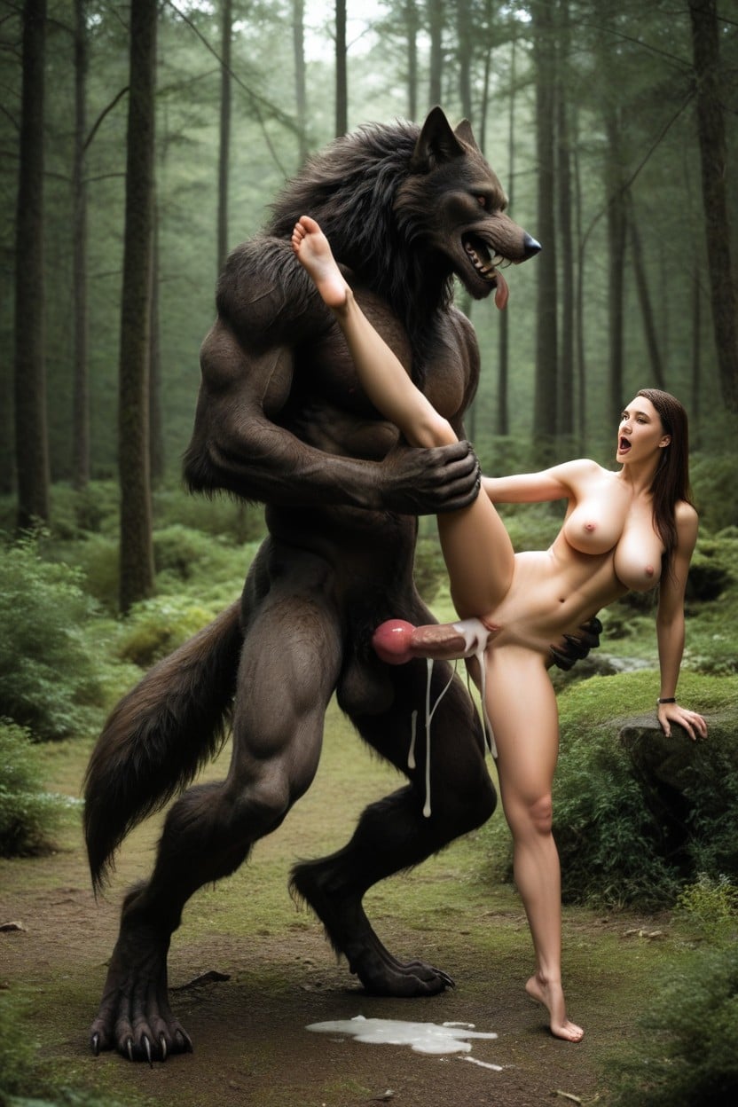 Werewolf Veiny Cock, Werewolf Tongue Out, Cum Shooting From Pussy AI Porn