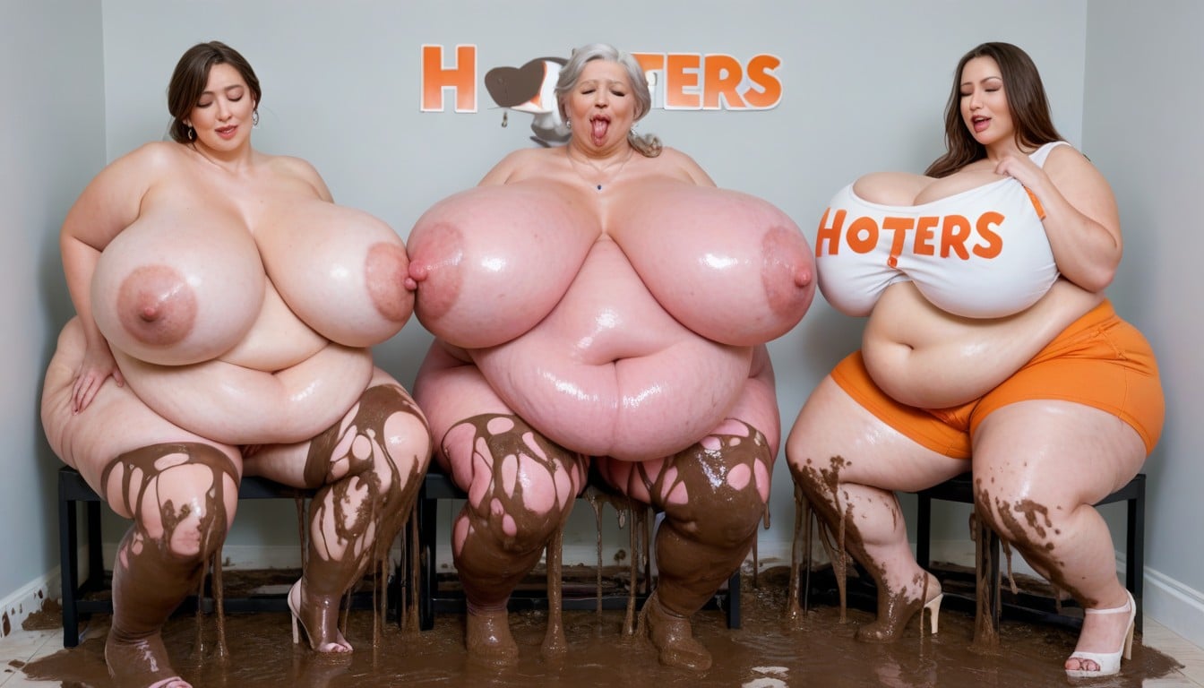 Lesbian Kissing, Fat Everywhere, 60+ BBW AI Porn