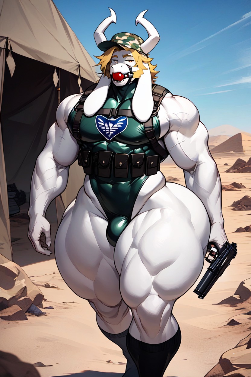 Ball Gag, Gun, Posing AI Gay Porn