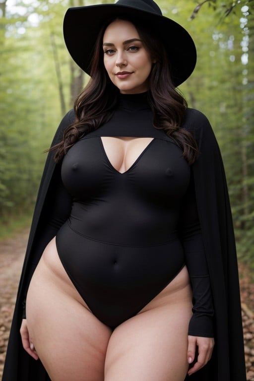 Front View, 20+, Black Witch Hat AI Porn