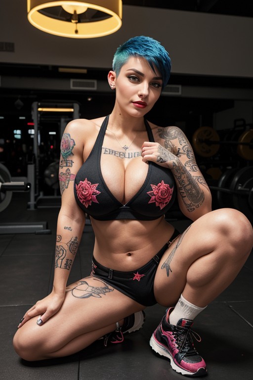 Italian Woman Stands Confidently, Boots, Bottom Up AI Porn